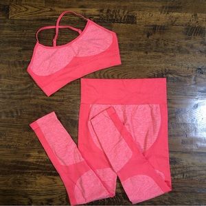 Amazon Matching Set Ribbed Bra Leggings Compression Size Large New